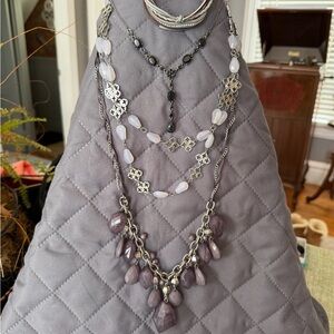 Purple and Black Beaded Statement Necklaces (bundle of 3) + Bracelet